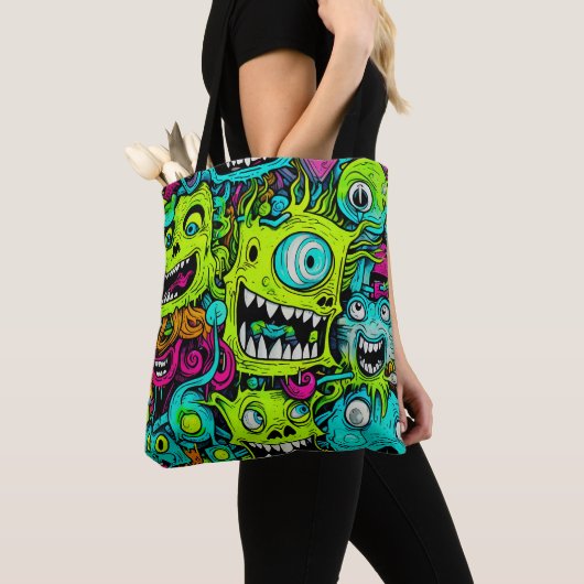 Tote Bag Motif éffrayant Green Monster (De près)