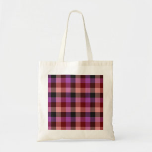 Tote Bag Motif élégant à carreaux rouge cramoisi et prune s