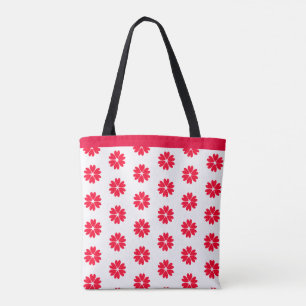 Tote Bag Motif élégant de fleurs rouges en forme de cœur su