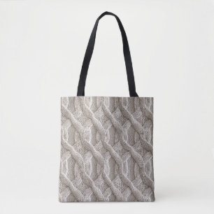 Tote Bag Motif élégant en beige tricoté en câble