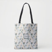 Tote Bag Motif en bambou japonais Aquarelle Vert or (Devant)