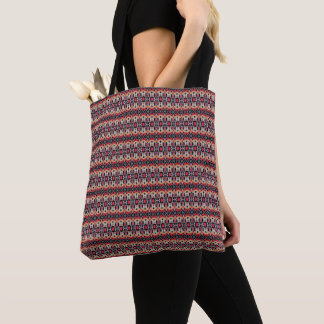 Tote Bag Motif en brique rouge, crème et noir