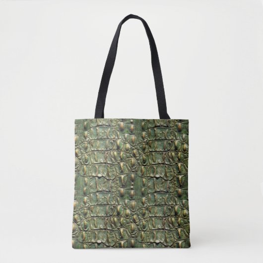 Tote Bag Motif en cuir crocodile vert (Devant)