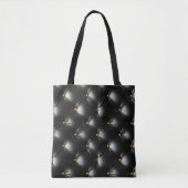 Tote Bag Motif en cuir noir courbé (Devant)
