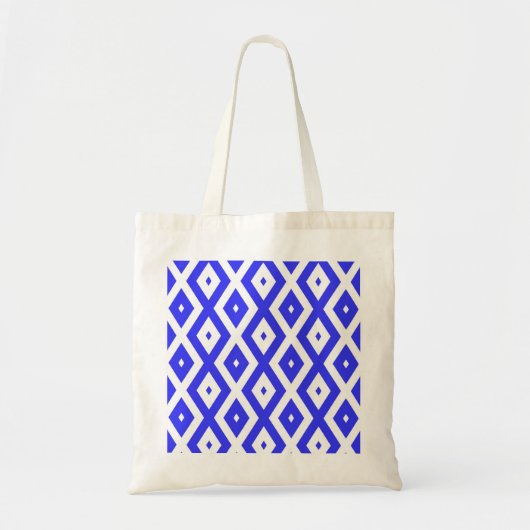 Tote Bag Motif en diamant bleu et blanc (Devant)
