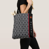 Tote Bag Motif en diamant chic en noir et blanc (De près)