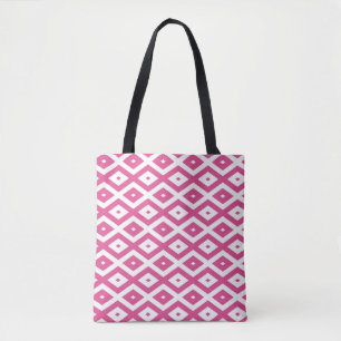 Tote Bag Motif en diamant rose et blanc