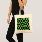 Tote Bag Motif en diamant vert citron et noir (Devant (produit))