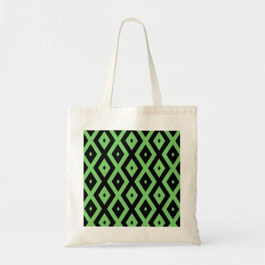 Tote Bag Motif en diamant vert citron et noir (Devant)