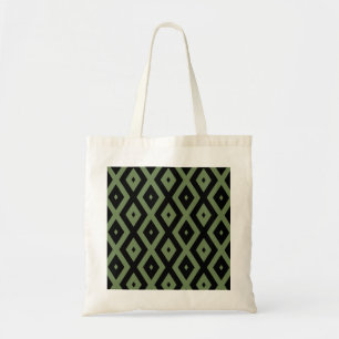 Tote Bag Motif en diamant vert olive et noir