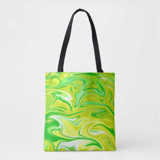 Tote Bag Motif en marbre vert jaune liquide, (Devant)