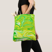 Tote Bag Motif en marbre vert jaune liquide, (De près)
