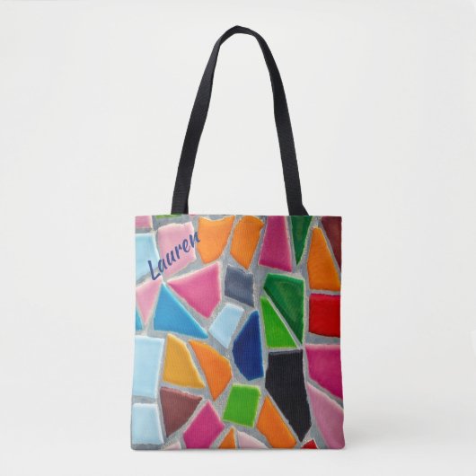 Tote Bag Motif en mosaïque colorée (Devant)