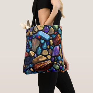 Tote Bag Motif en mosaïque de pierre colorée
