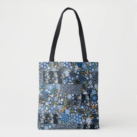 Tote Bag Motif en patchwork sans faille de différents tissu (Devant)