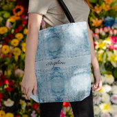 Tote Bag Motif en plumes bleues et blanches, personnalisabl