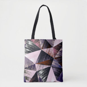 Tote Bag Motif en polygone abstrait sans couture. Bleu, ros