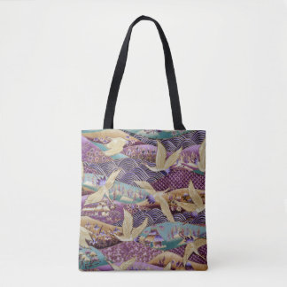 Tote Bag motif en tissu violet kimono élégant