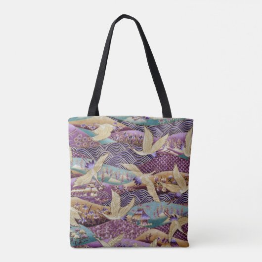 Tote Bag motif en tissu violet kimono élégant (Dos)