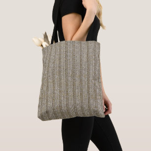 Tote Bag Motif en tricot rayé Jersey dans un beige doux