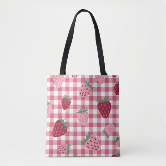 Tote Bag Motif En vichy fraise (Devant)