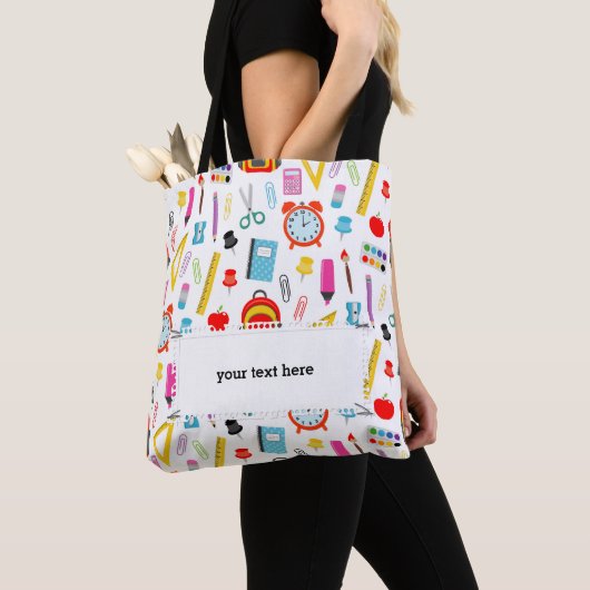 Tote Bag Motif enseignant Coloré (De près)