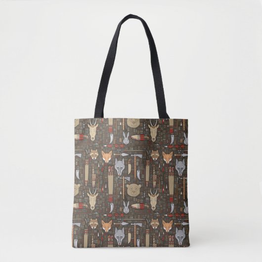 Tote Bag Motif ethnique de chasse (Devant)