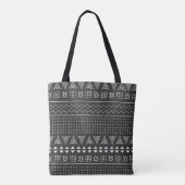 Tote Bag Motif ethnique tribal noir et blanc avec géométrie (Dos)
