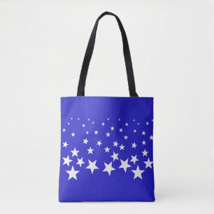 Tote Bag Motif étoile blanche sur arrière - plan bleu