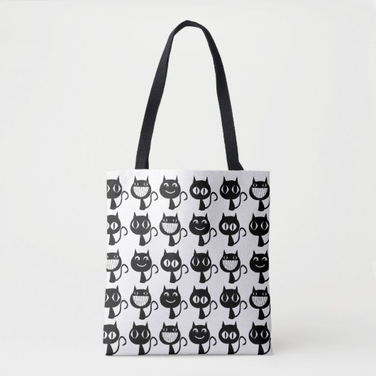 Tote Bag Motif Expressions de chats noirs mignons (Devant)