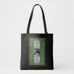 Tote Bag Motif fantaisie de chat noir et blanc