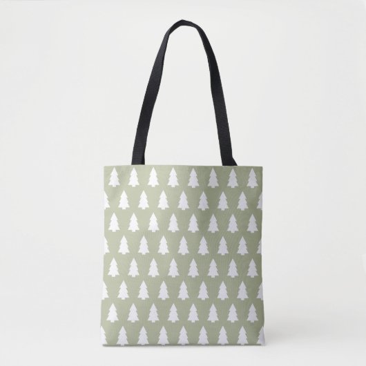 Tote Bag Motif Festive Green White Christmas Tree (Devant)