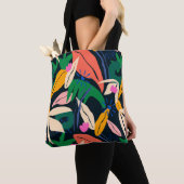 Tote Bag Motif feuille coloré, dynamique (De près)