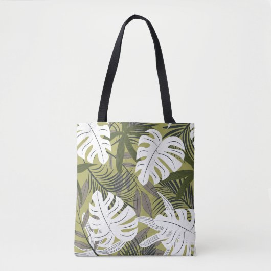 Tote Bag Motif Feuille tropical dynamique (Devant)