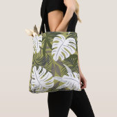 Tote Bag Motif Feuille tropical dynamique (De près)