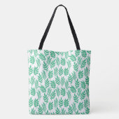 Tote Bag Motif Feuille vert et Monogramme bleu (Dos)