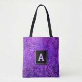 Tote Bag Motif feuille violet monogramme moderne audacieux  (Devant)