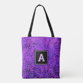 Tote Bag Motif feuille violet monogramme moderne audacieux  (Dos)