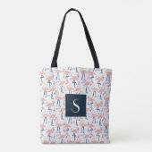 Tote Bag Motif Flamingo rose Monogramme mignon (Dos)