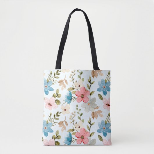 Tote Bag Motif Fleur sauvage couleur aquarelle (Devant)