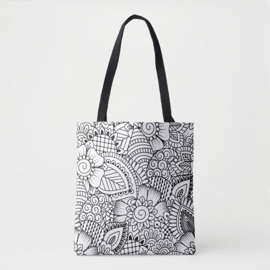 Tote Bag Motif floral 2 de griffonnage (Devant)