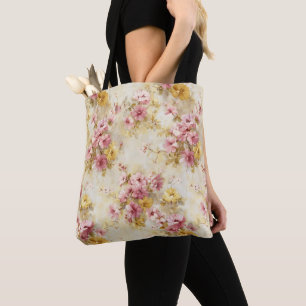 Tote Bag Motif floral à l'aquarelle vintage