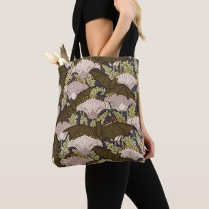Tote Bag Motif floral Art nouveau vintage avec chauve-souri