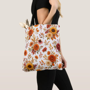 Tote Bag Motif floral automnal vintage avec tournesols