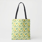Tote Bag Motif floral avec rose jaune et fleurs de tulipe (Devant)