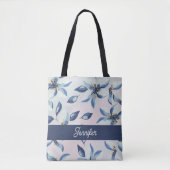 Tote Bag Motif Floral bleu classique tendance (Devant)