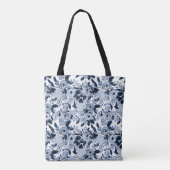 Tote Bag Motif floral bleu marine Pastel (Dos)