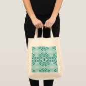 Tote Bag Motif floral, bleu Turquoise initial (Devant (produit))