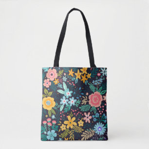 Tote Bag Motif floral coloré mignon
