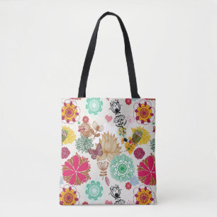 Tote Bag Motif floral dans le rétro style